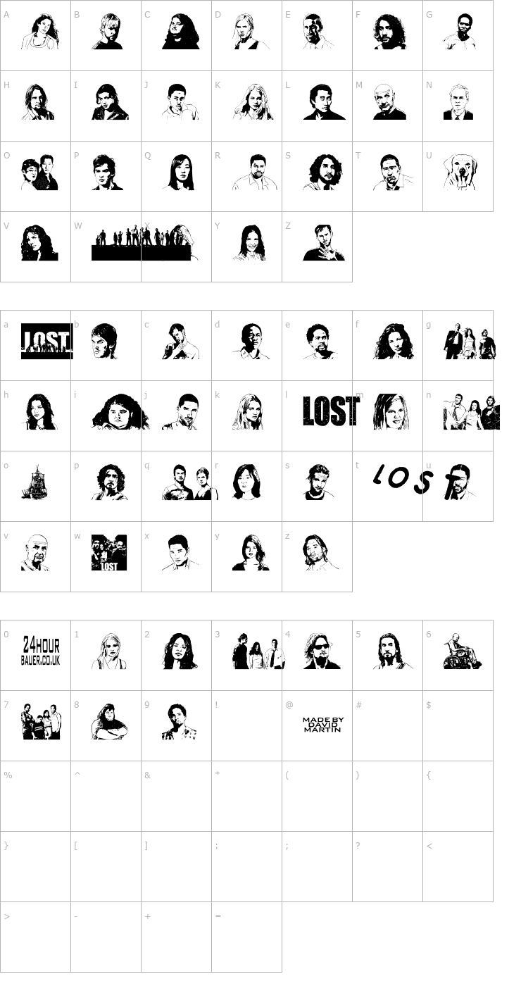 Character Map Lost Forever Font