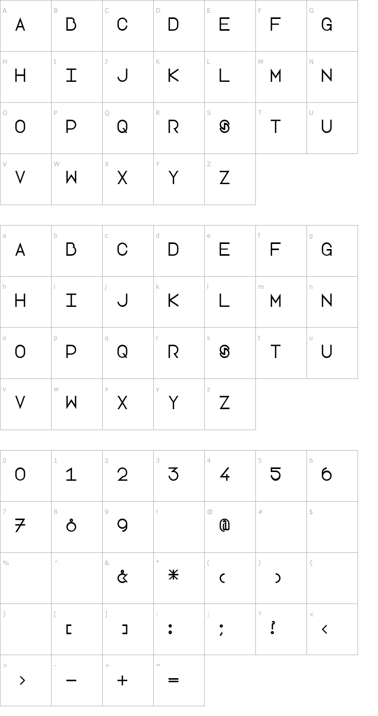 Character Map Lotte Paperfang Font