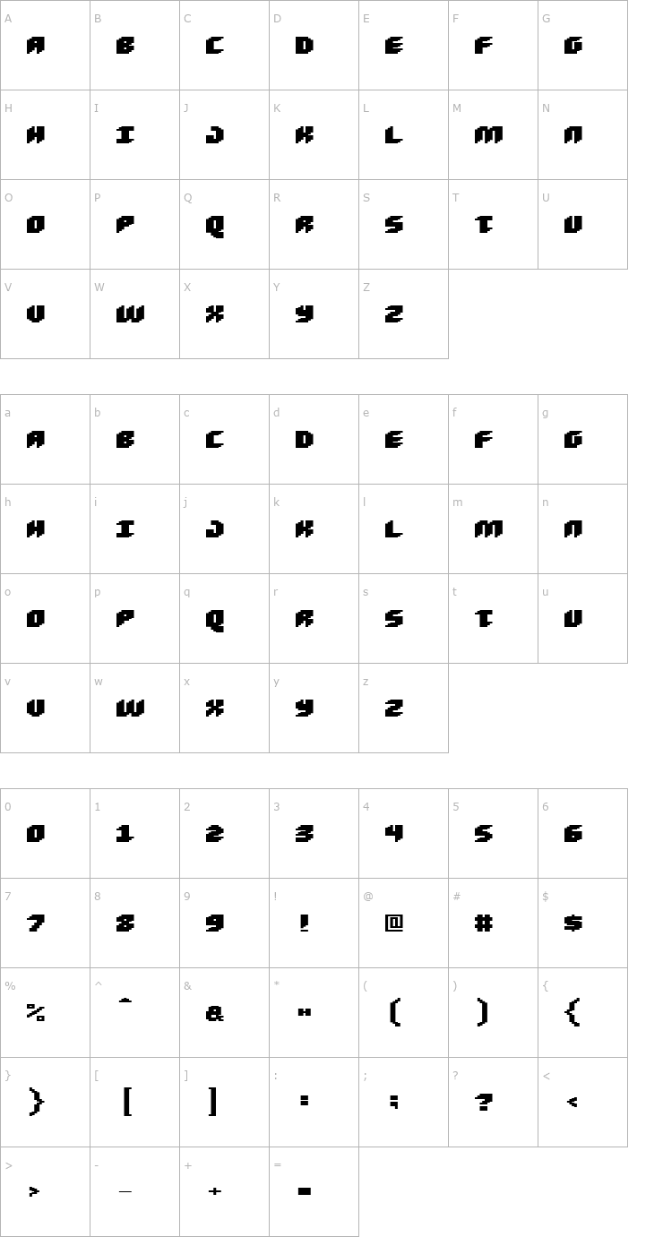 Character Map Loud noise Black Font