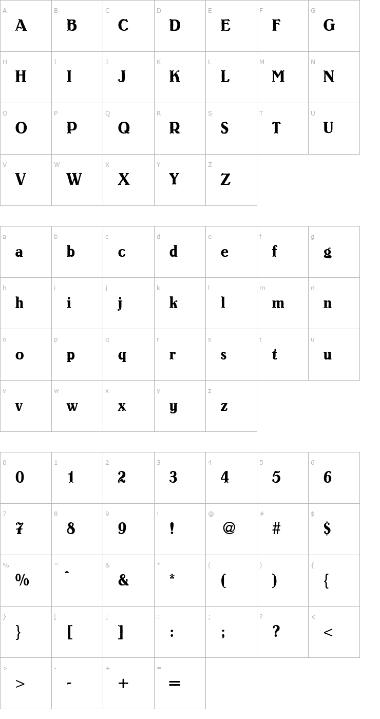 Character Map Louis-Regular Font