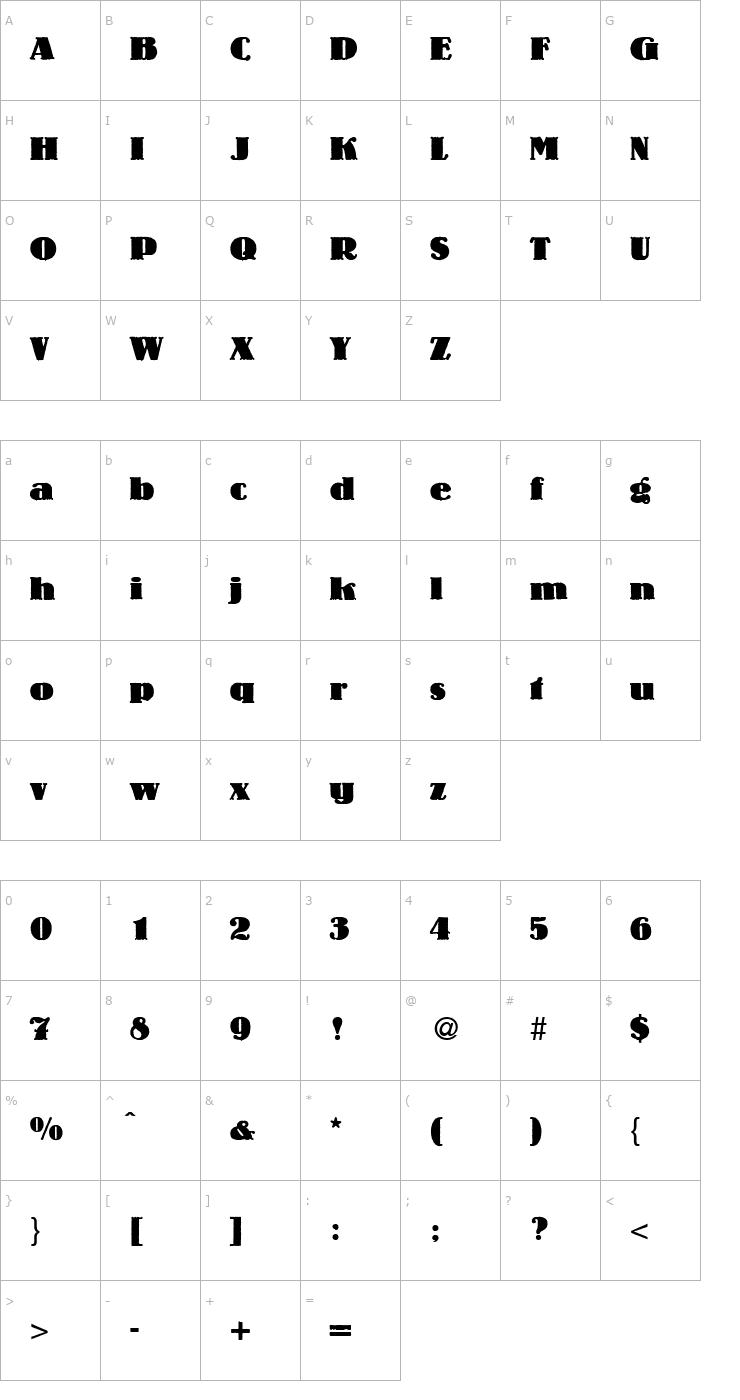 Character Map LouisHeavy-Regular Font