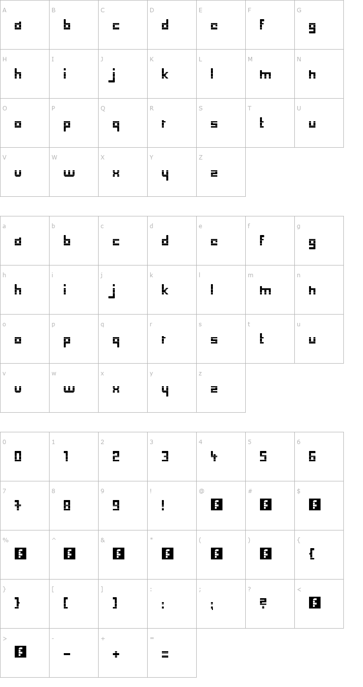 Character Map Low Down Cut Font