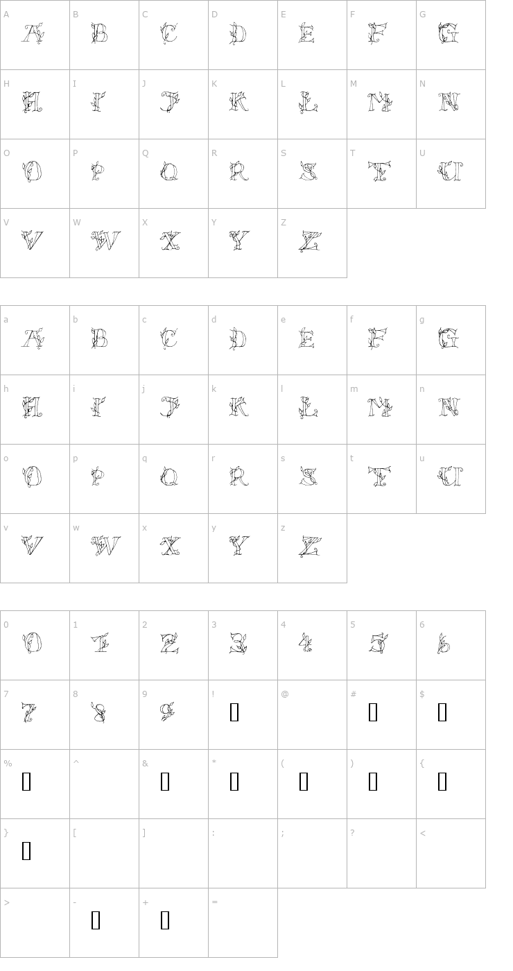 Character Map LS Leaves Font