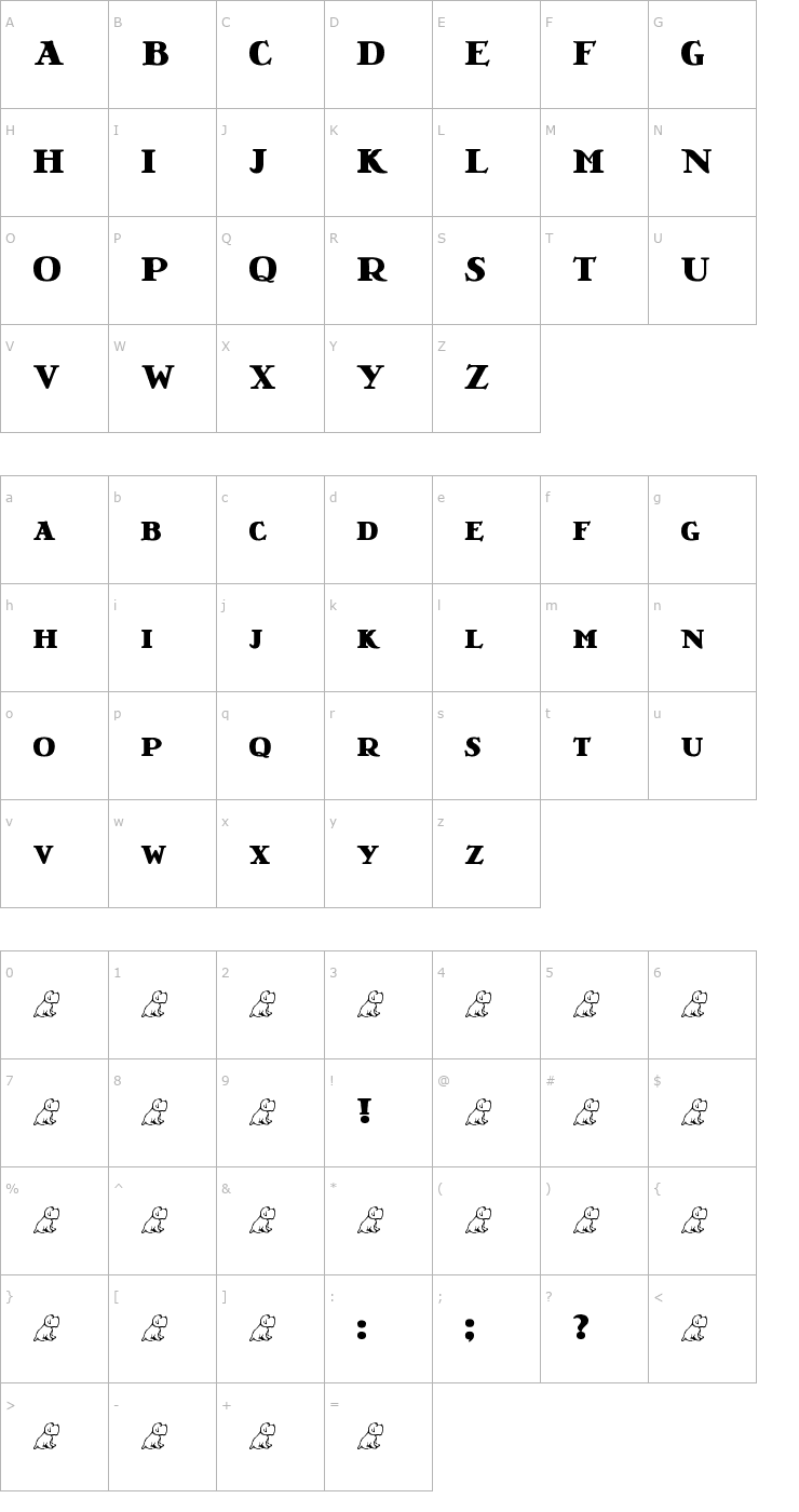 Character Map LT Nutshell Library Black Font