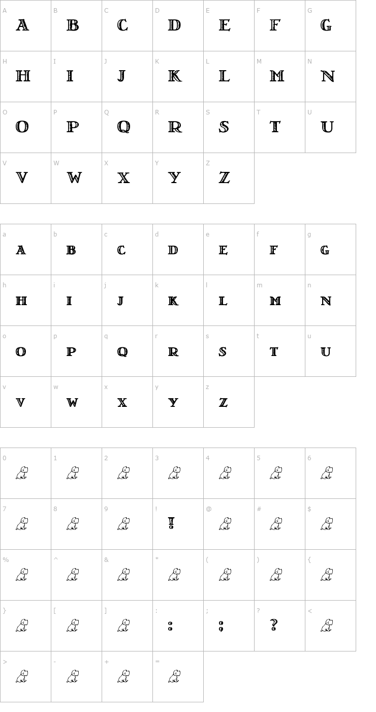 Character Map LT Nutshell Library Font