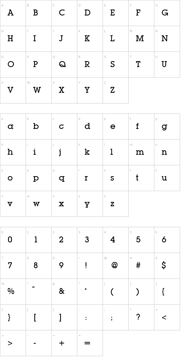 Character Map LubbersMedium-Regular Font