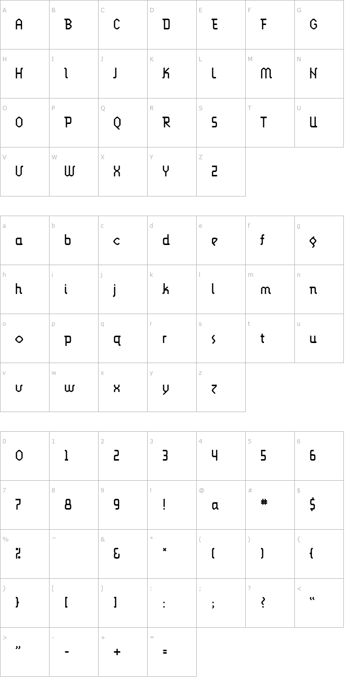 Character Map LunatixLight Font