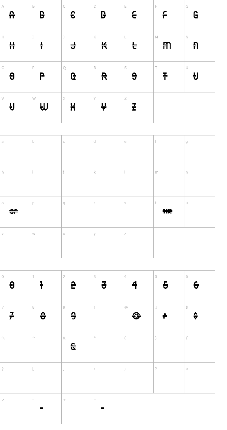 Character Map Luncheonette Font