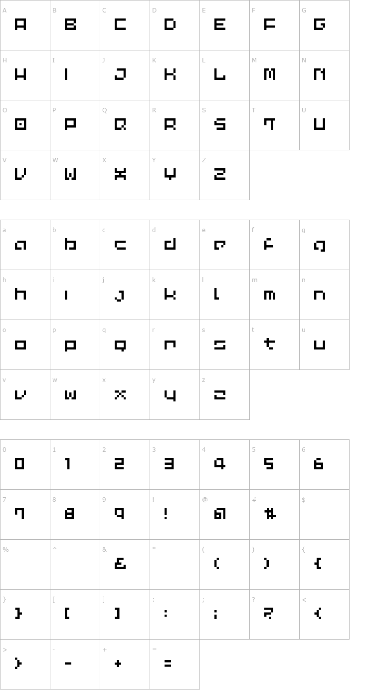 Character Map LVDC Common Pix2 Font