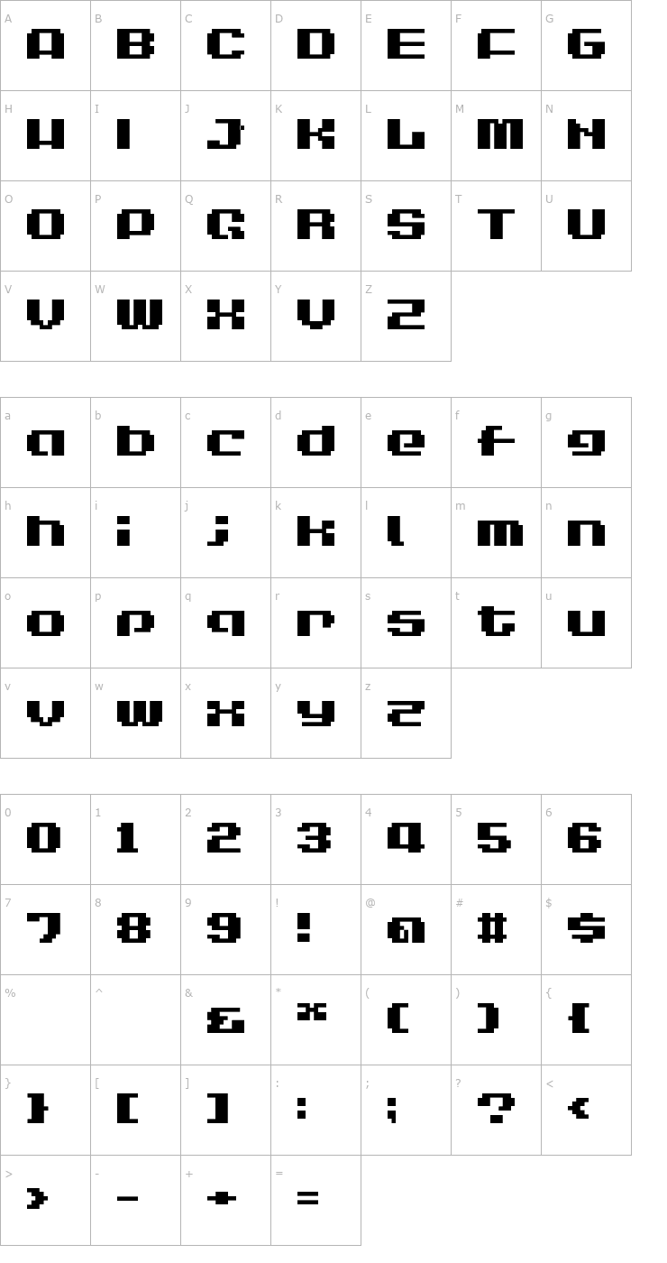 Character Map LVDC Game Over Font