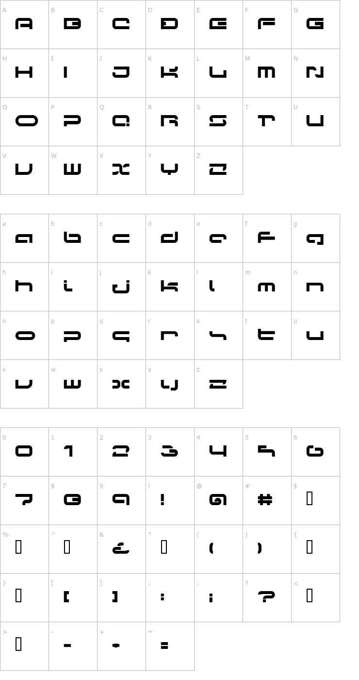 Character Map LVDC Papicon Font