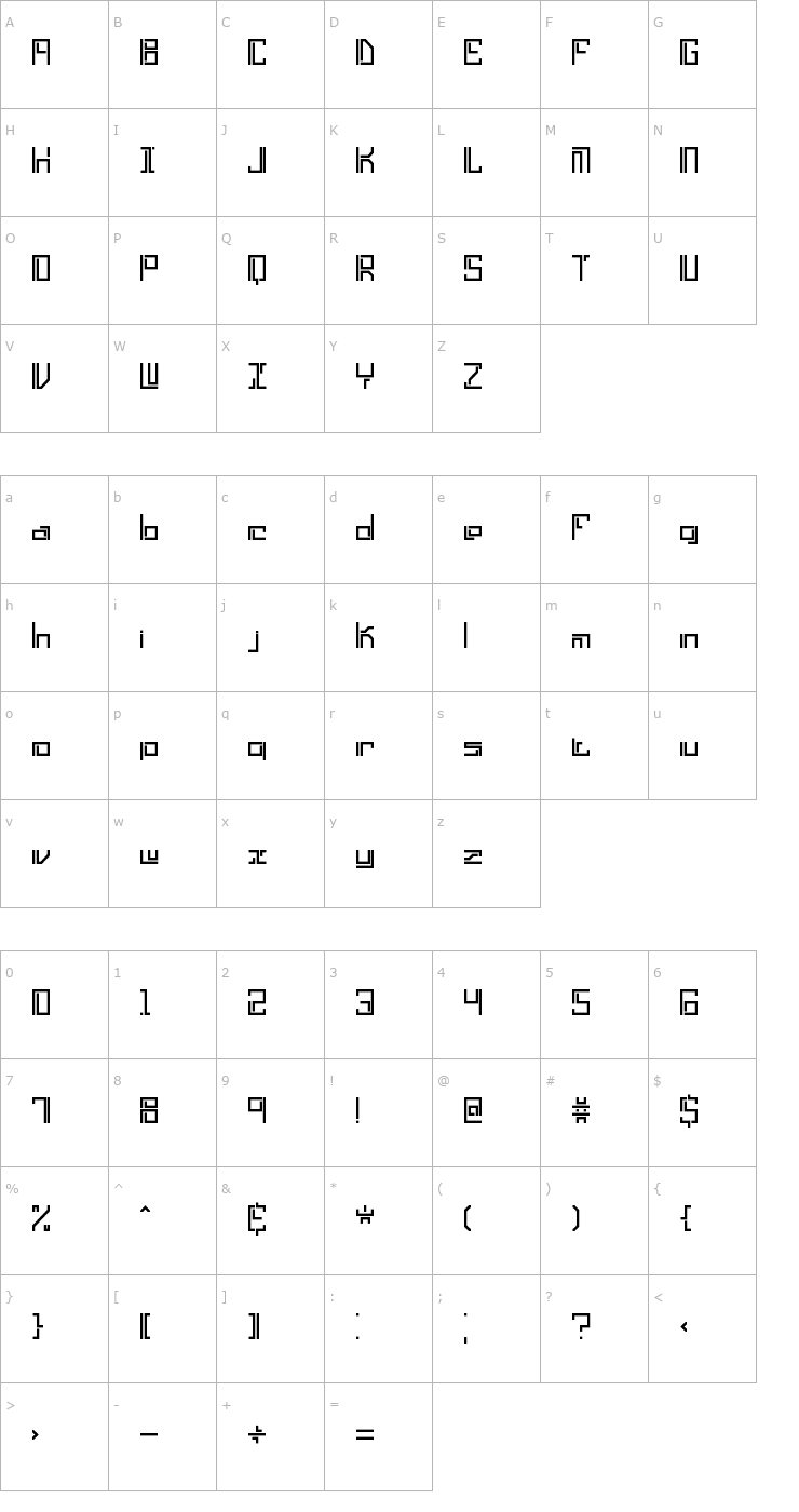 Character Map Lyneous Linear BRK Font