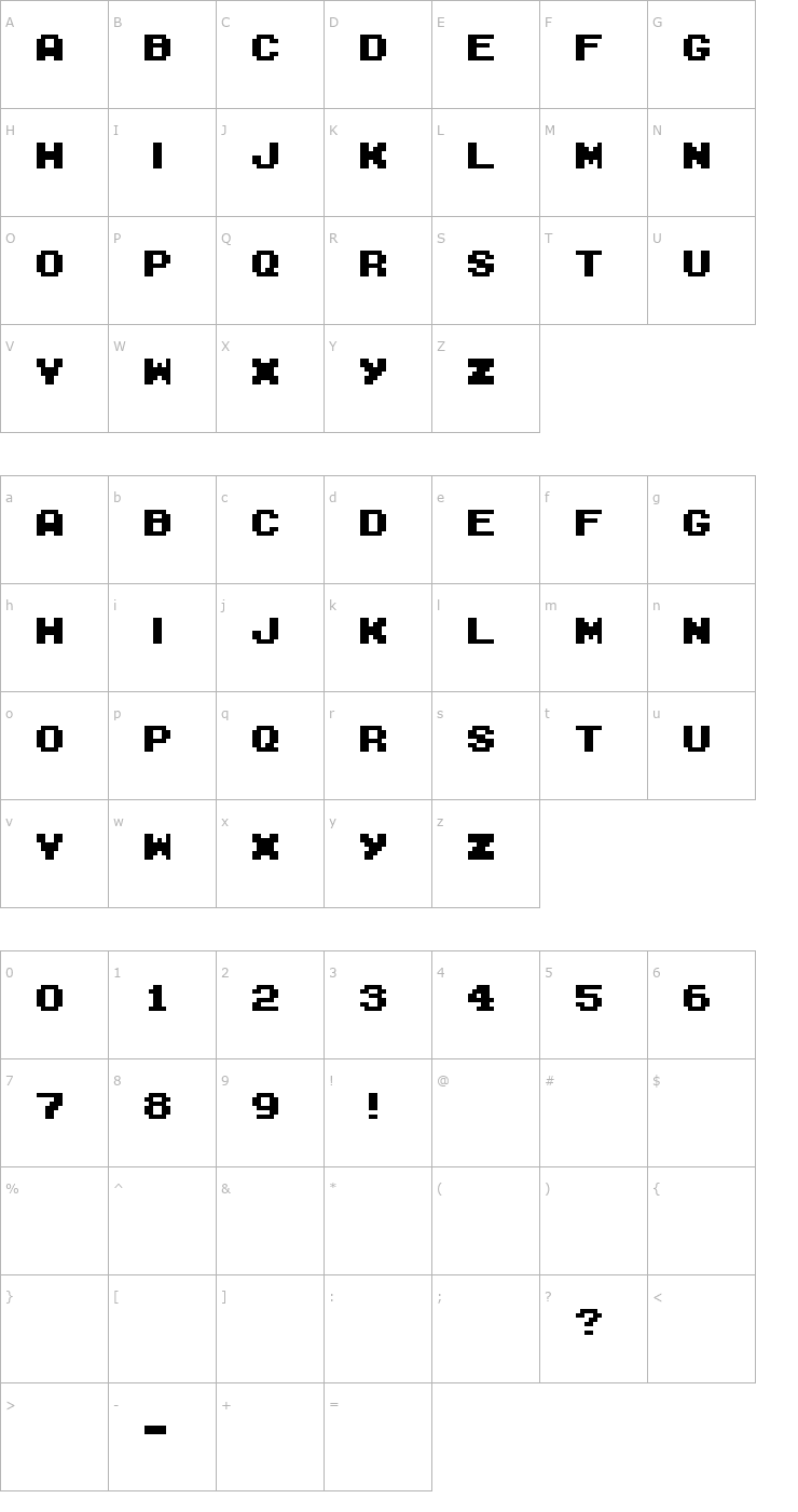 Character Map M04_FATAL FURY BLACK Font