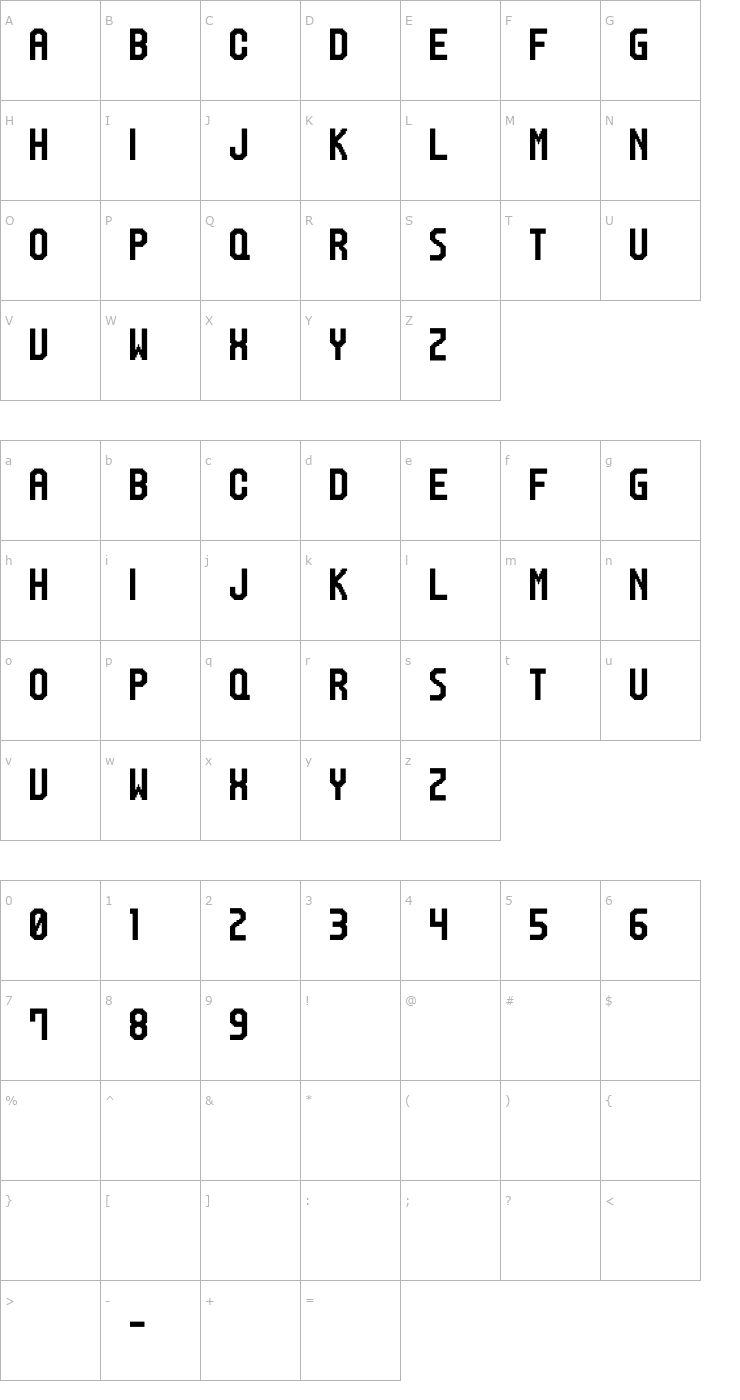 Character Map M20 SP-Ranker Font