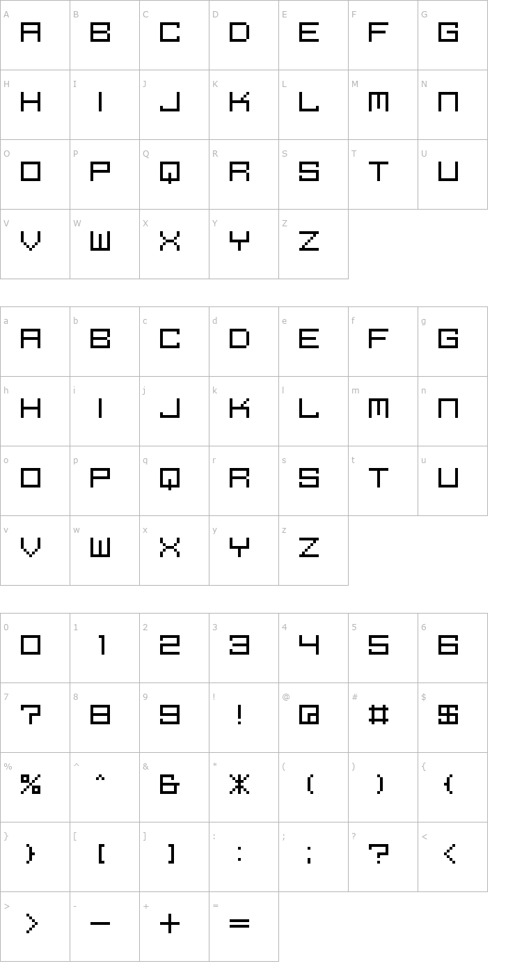 Character Map M39 Squarefuture Font