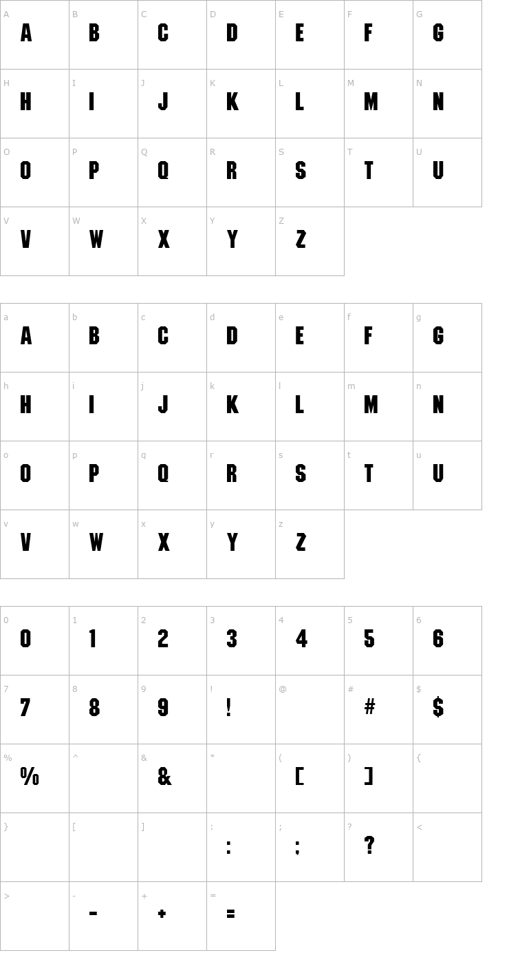 Character Map Machiavelli Regular Font