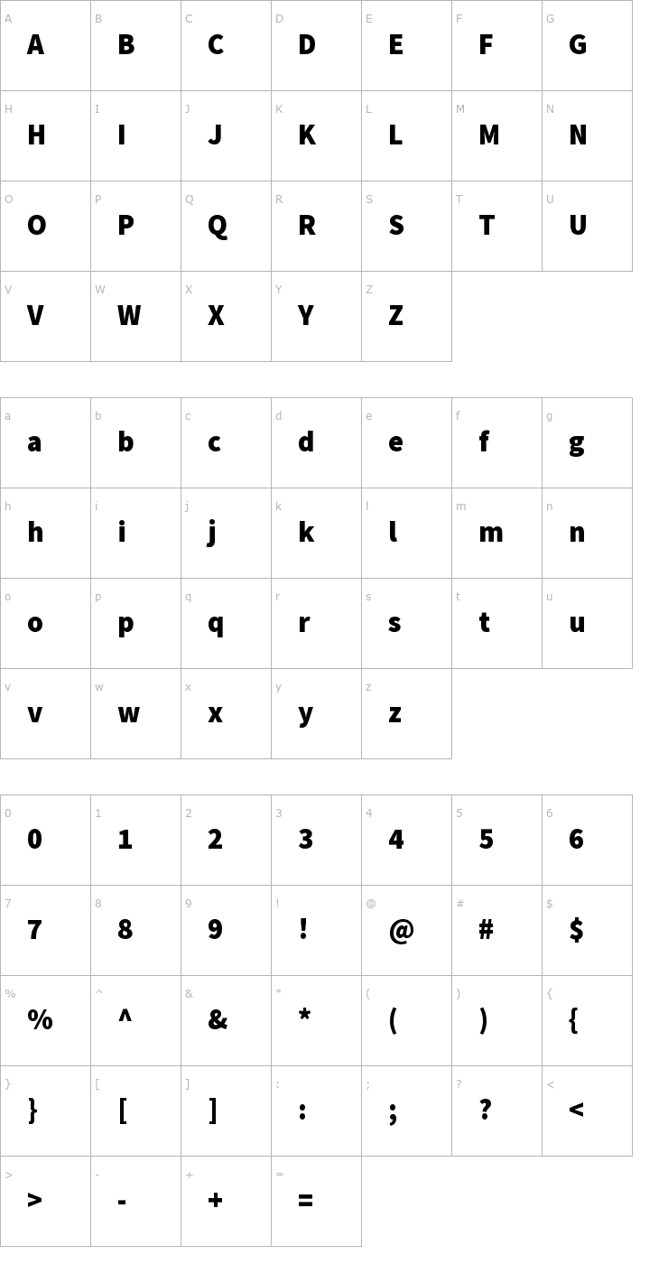 Character Map Mada Black Font