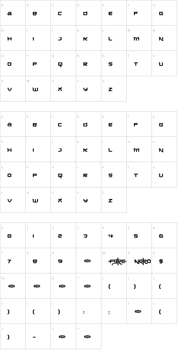 Character Map Made in China Font