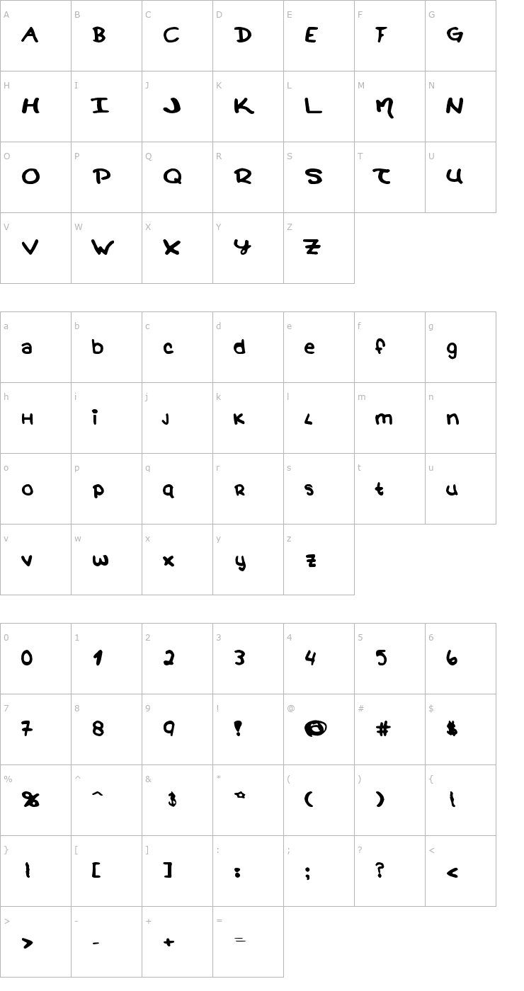 Character Map Magical Wands Font