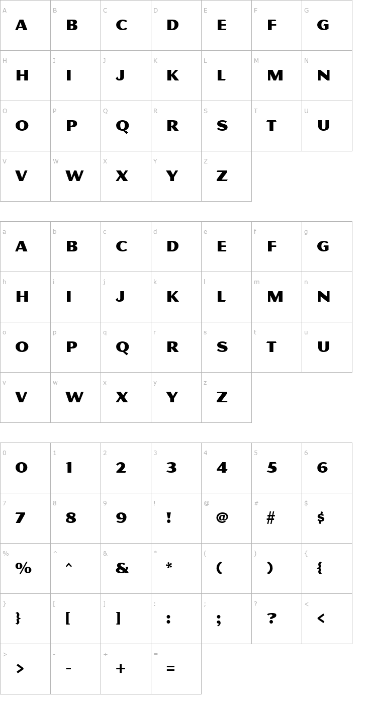 Character Map MagnesiumMVB Font