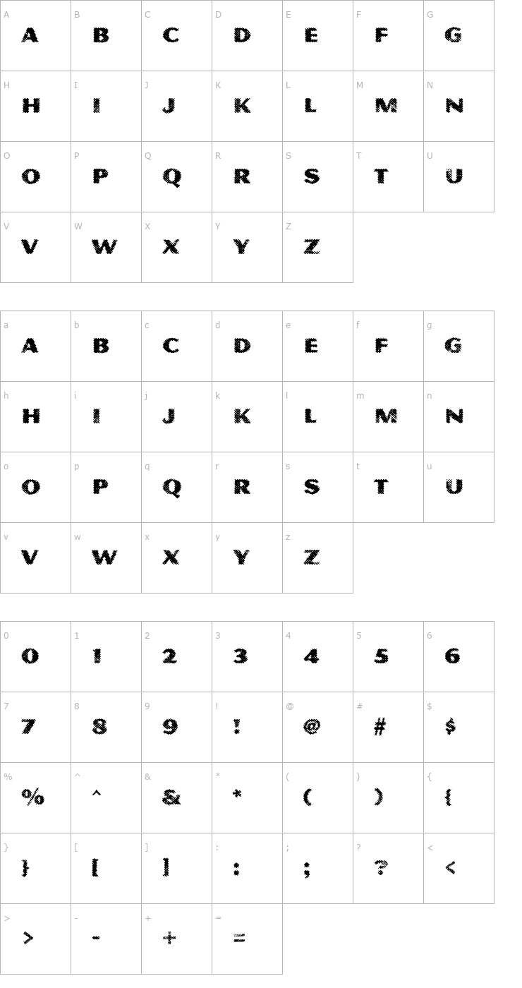 Character Map MagnesiumMVBStd-Grime Font