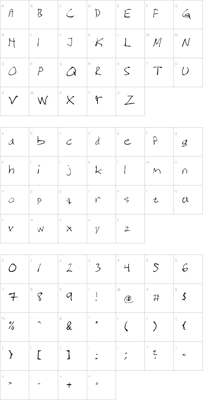 Character Map Magnus Handwriting Font