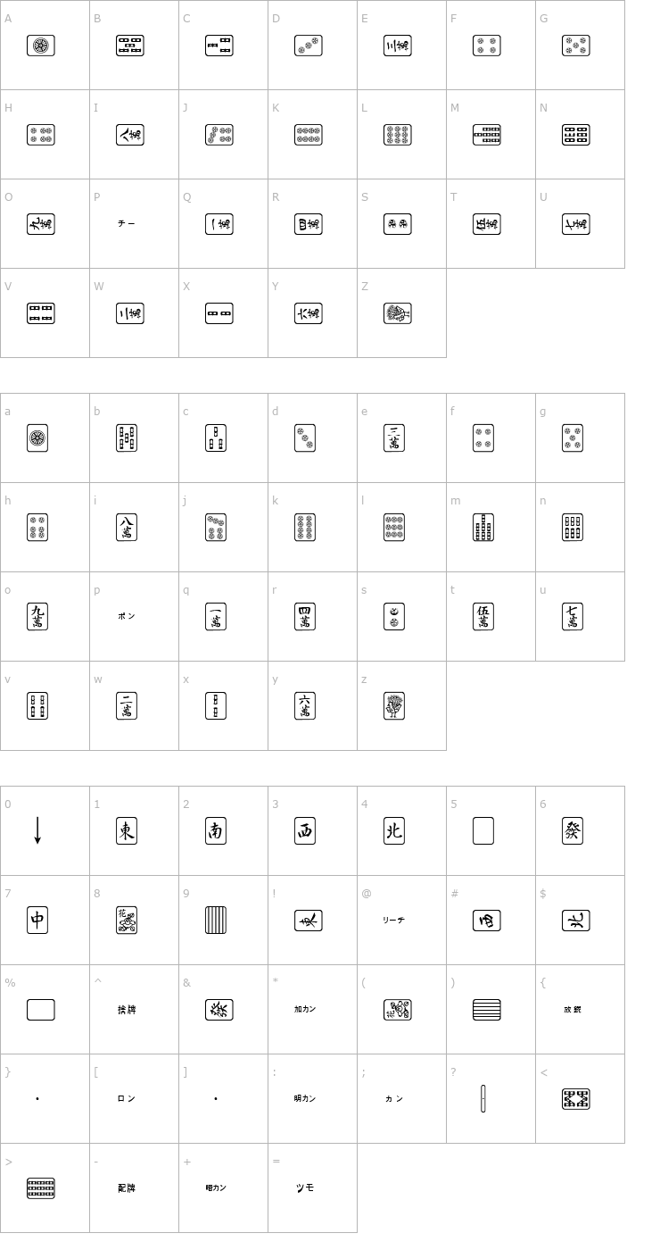 Character Map Mahjong Font