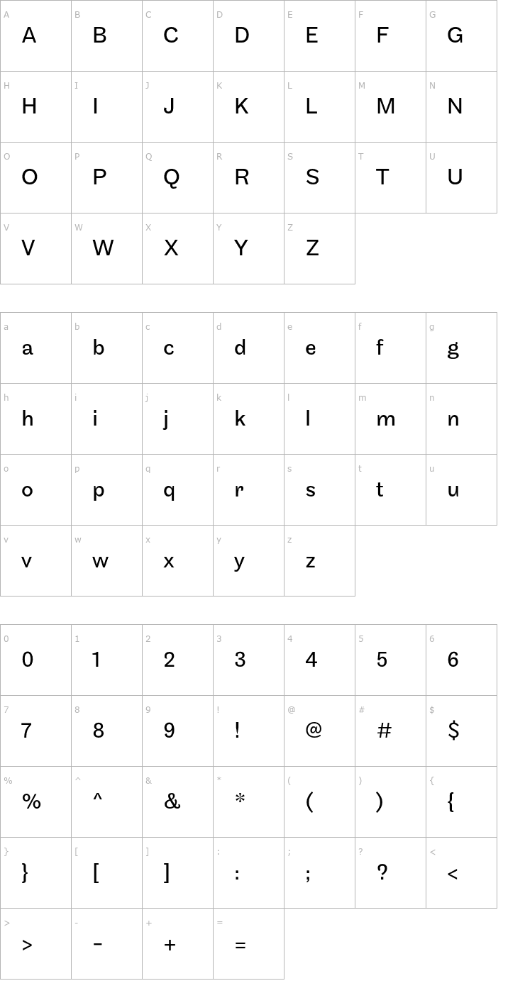 Character Map Maple-Regular Font