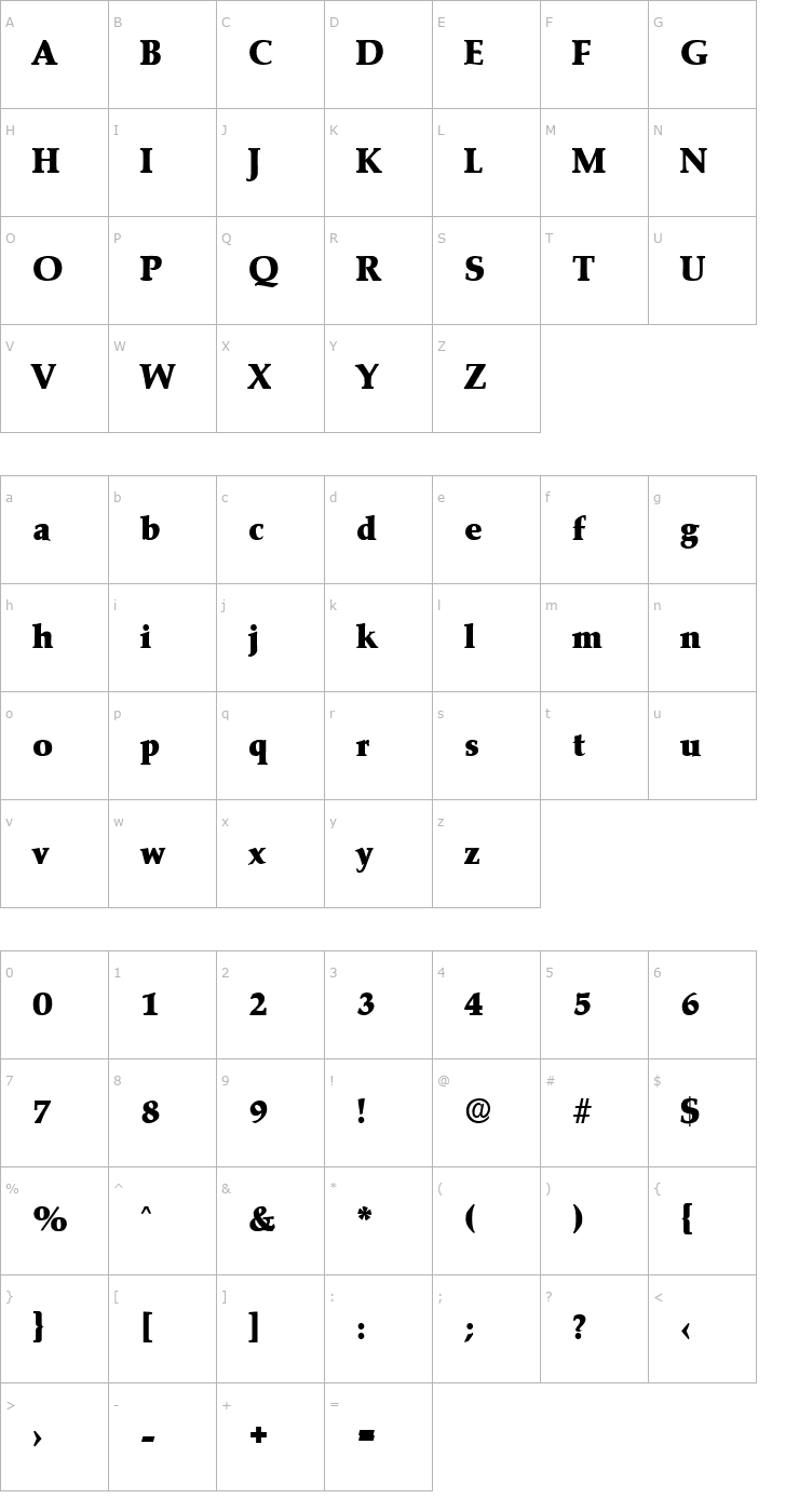 Character Map Marathon-Serial-Heavy-Regular Font