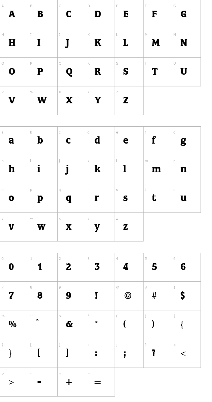 Character Map Marburg-Bold Font