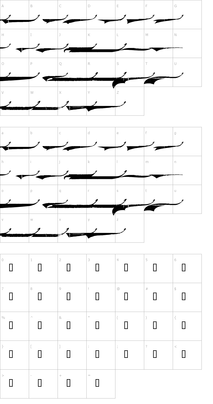 Character Map Marcelle Swashes Font