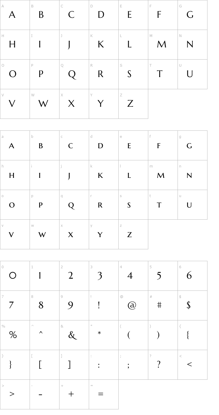 Character Map Marcellus SC Font