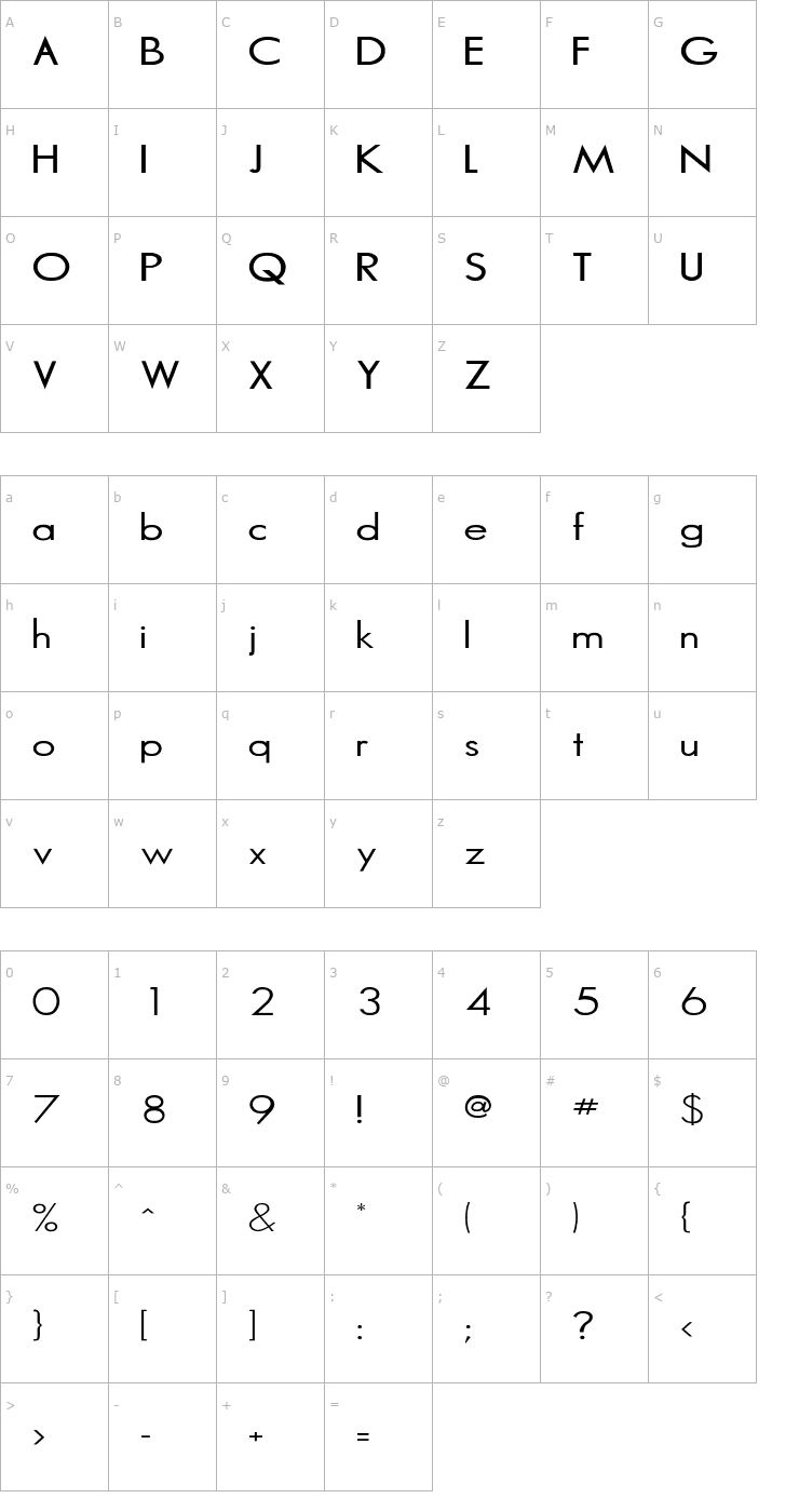 Character Map Marina Font