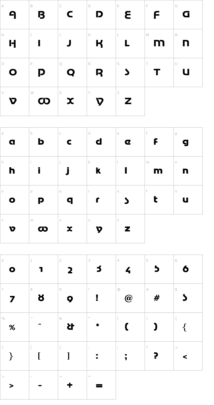 Character Map Marina-Regular Font