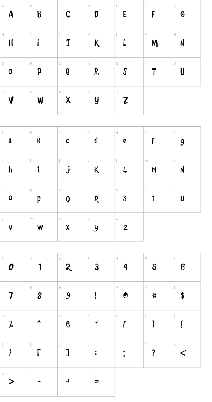 Character Map Marker Monkey FW Font