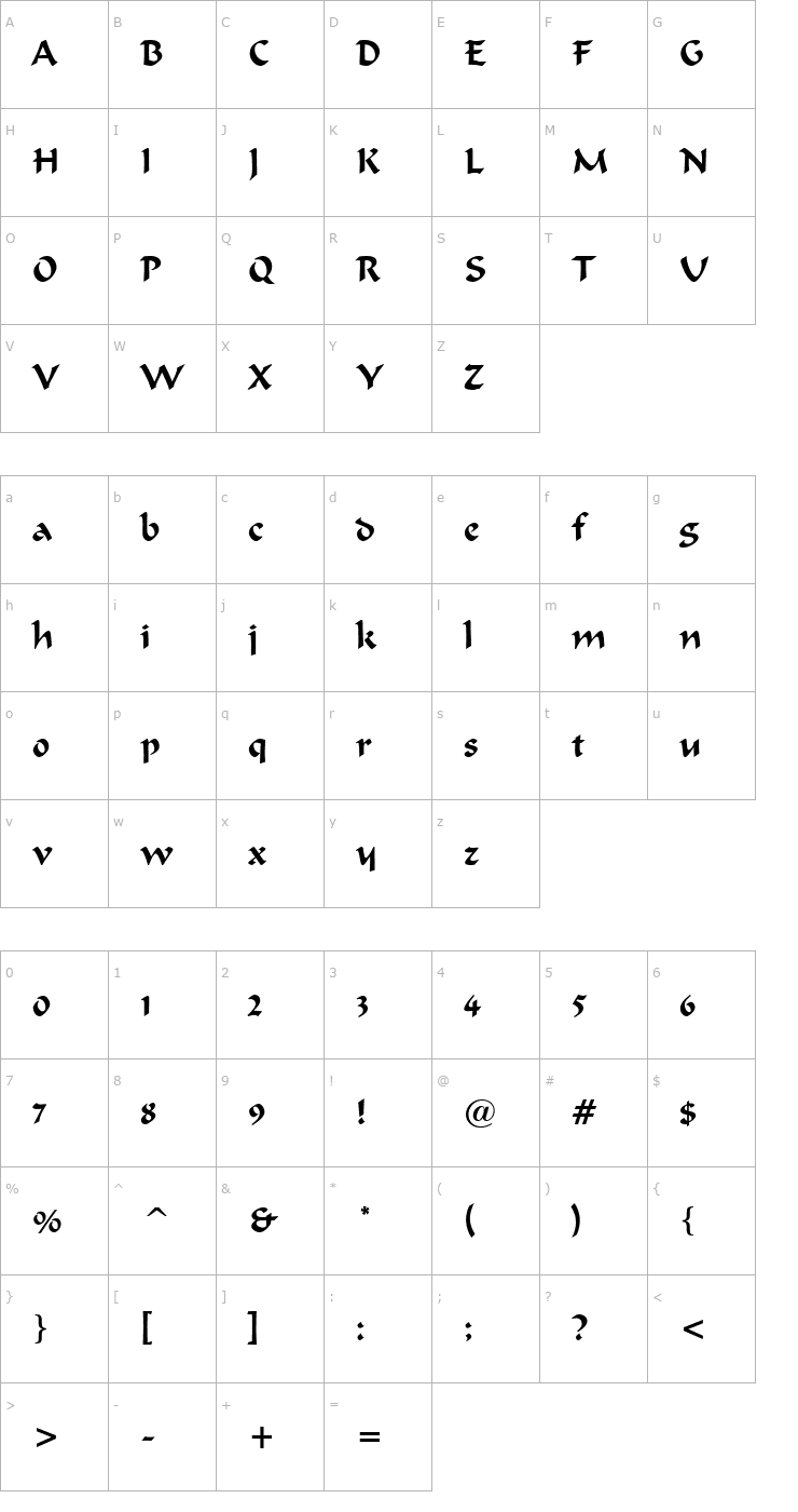 Character Map Marlin Normal Font