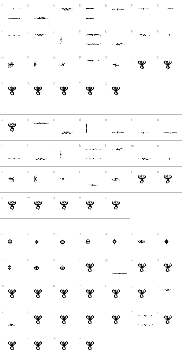 Character Map Marquis De Sade Ornaments Font