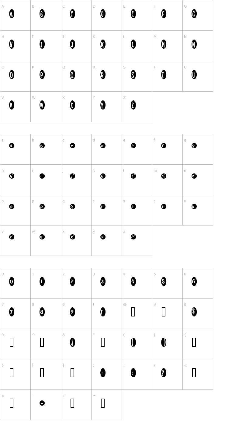 Character Map Marrididdles Font