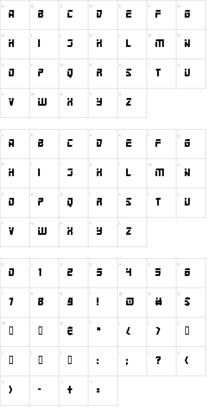 Character Map Mars Police Font