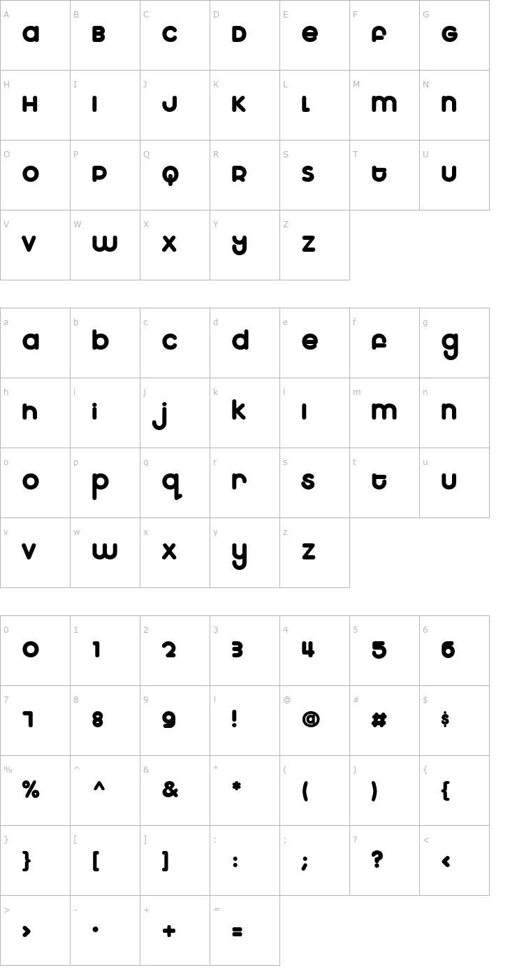 Character Map Marshmallow-SuperPuff Font