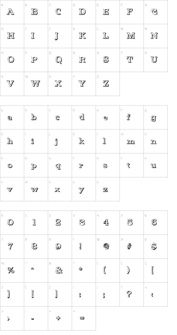 Character Map MartinBeckerShadow-Medium-Regular Font