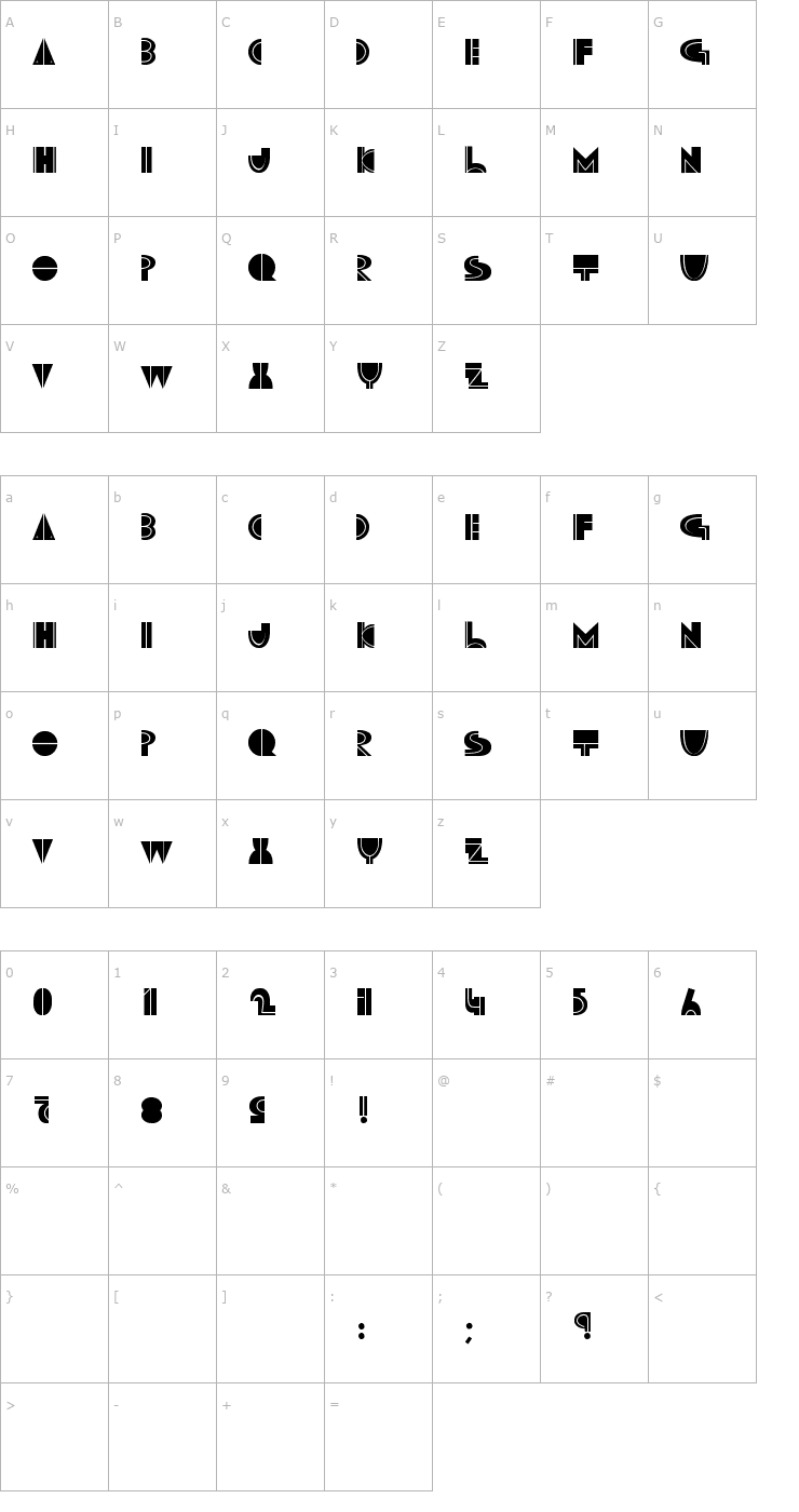 Character Map Maruto Skiing Font