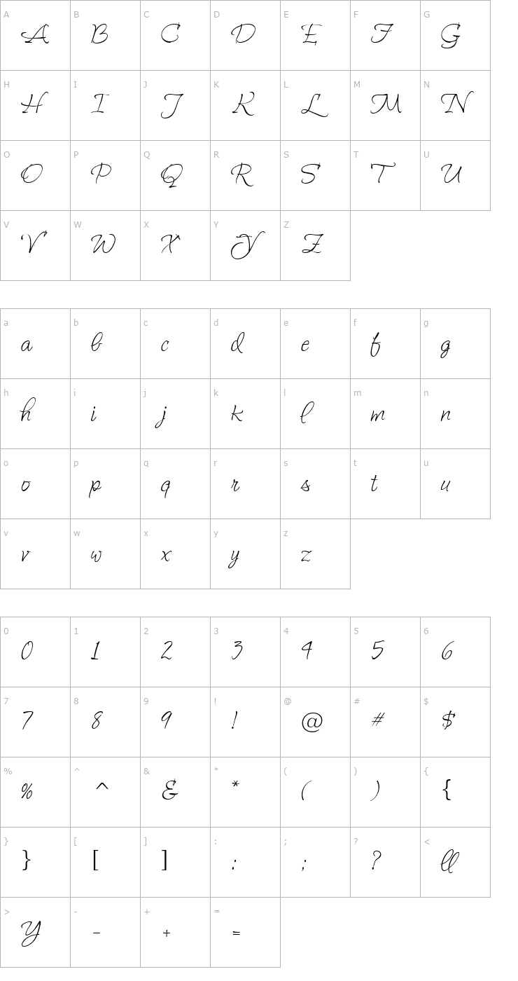 Character Map MaryHelenJF Font