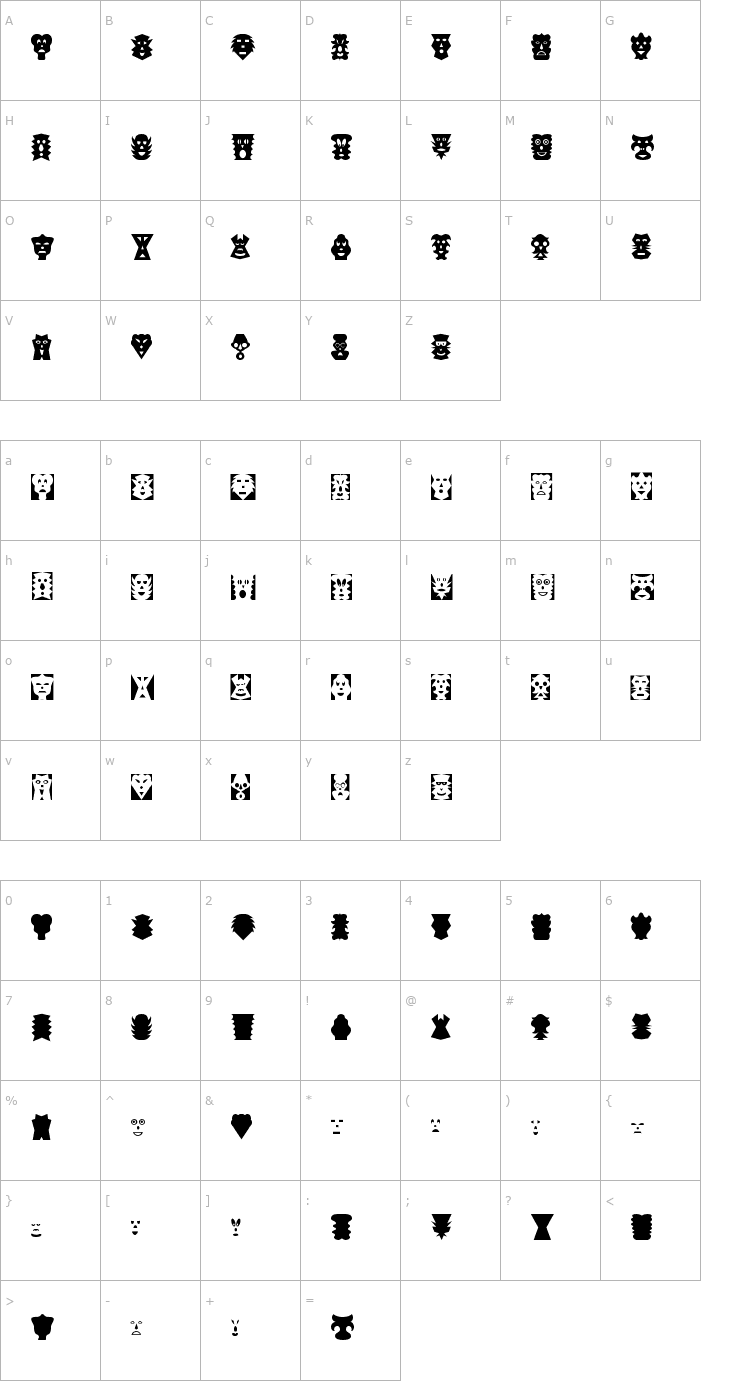 Character Map Maskalin Font