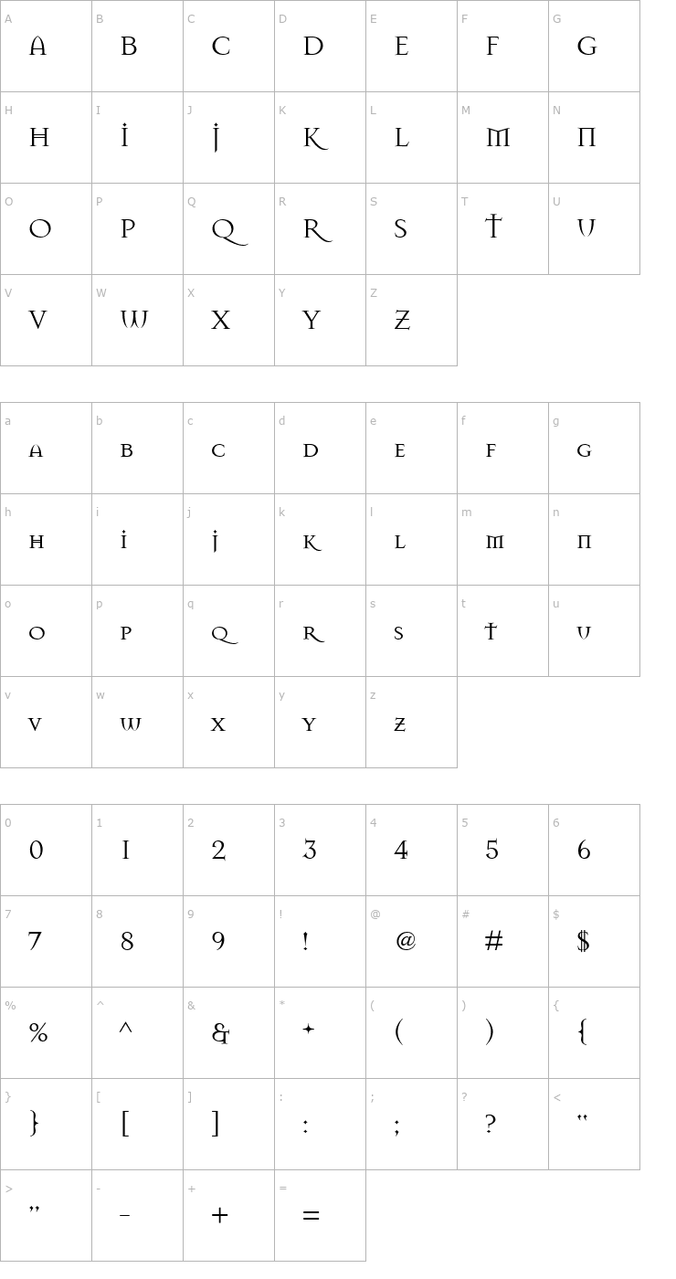 Character Map Mason Font