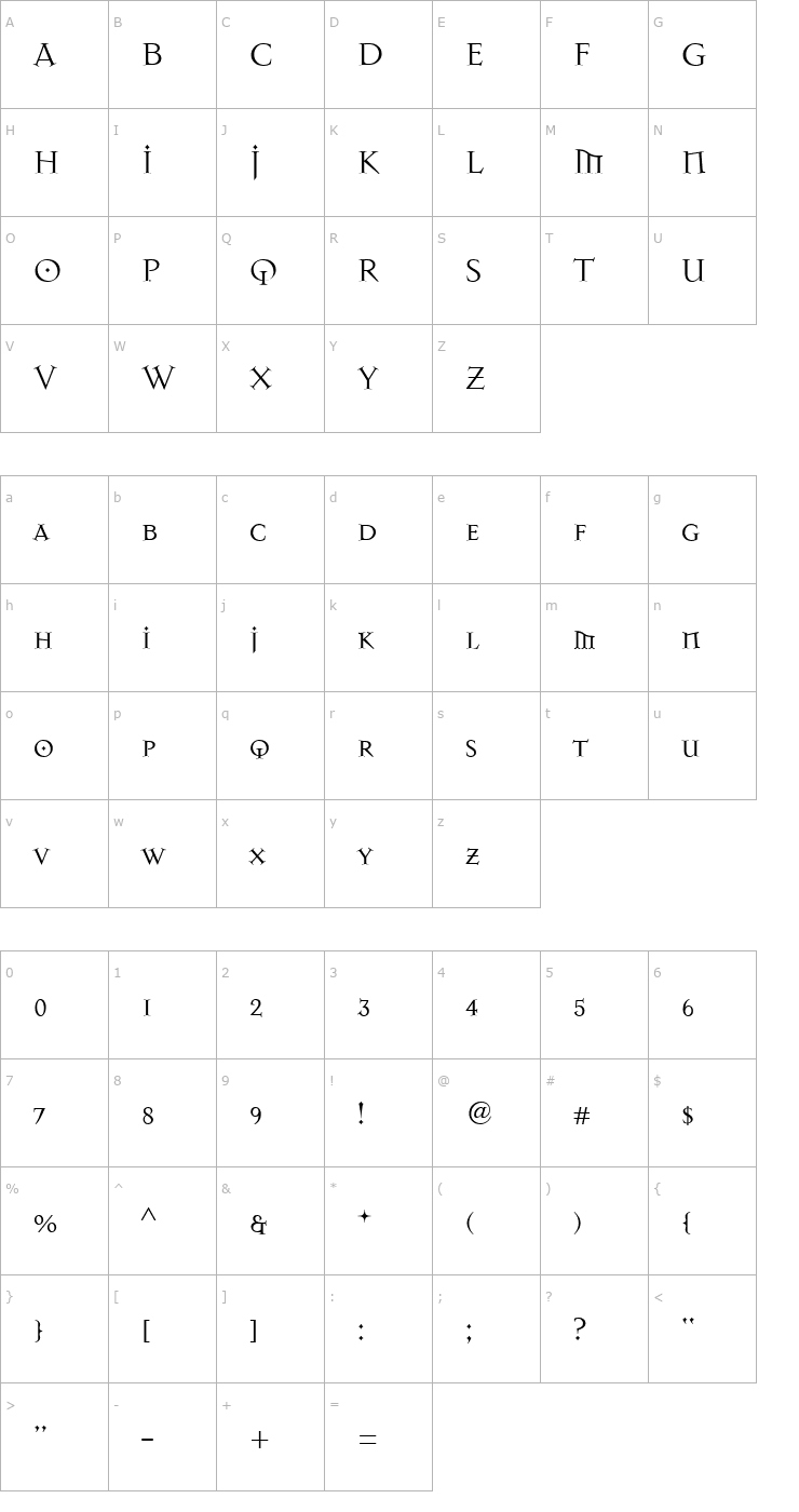 Character Map MasonAlternate Font