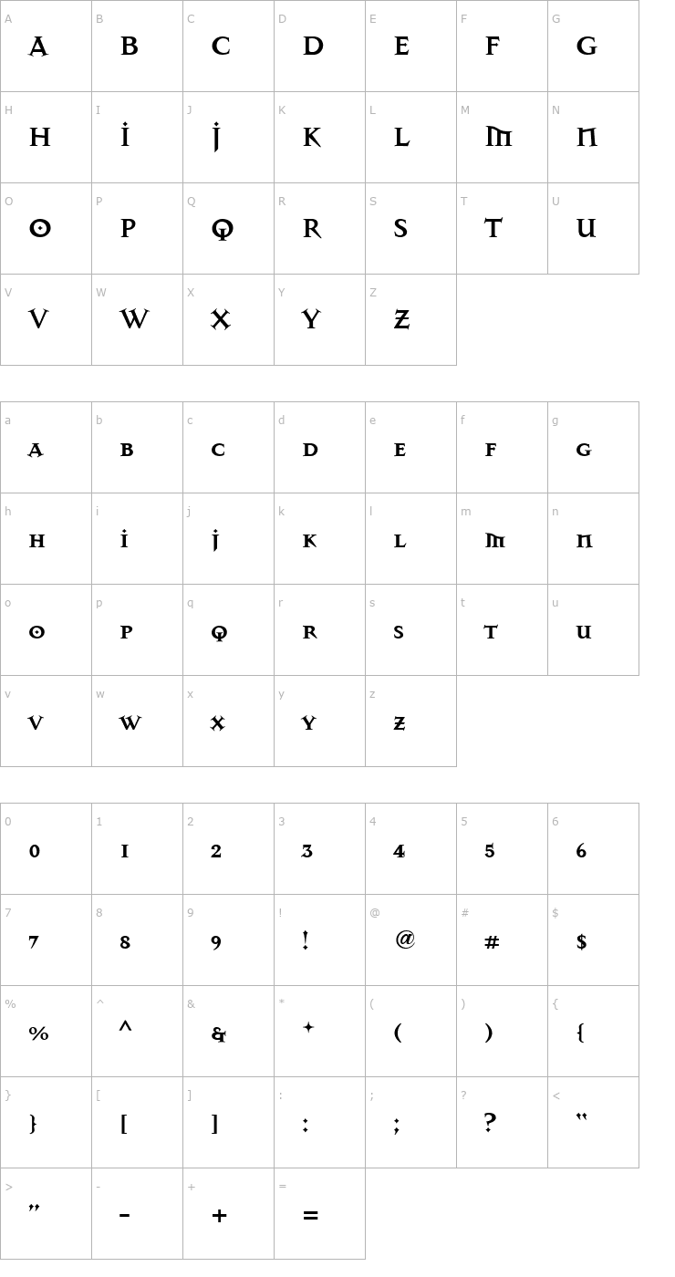 Character Map MasonAlternate Bold Font