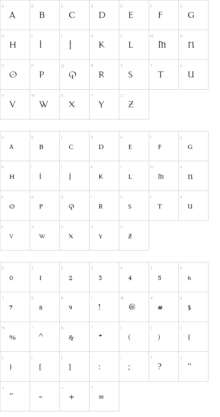 Character Map MasonAlternate Medium Font