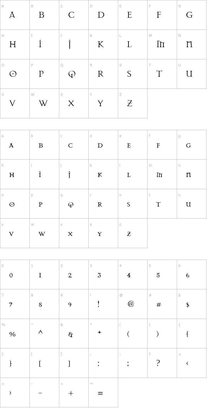 Character Map MasonAlternate Regular Font