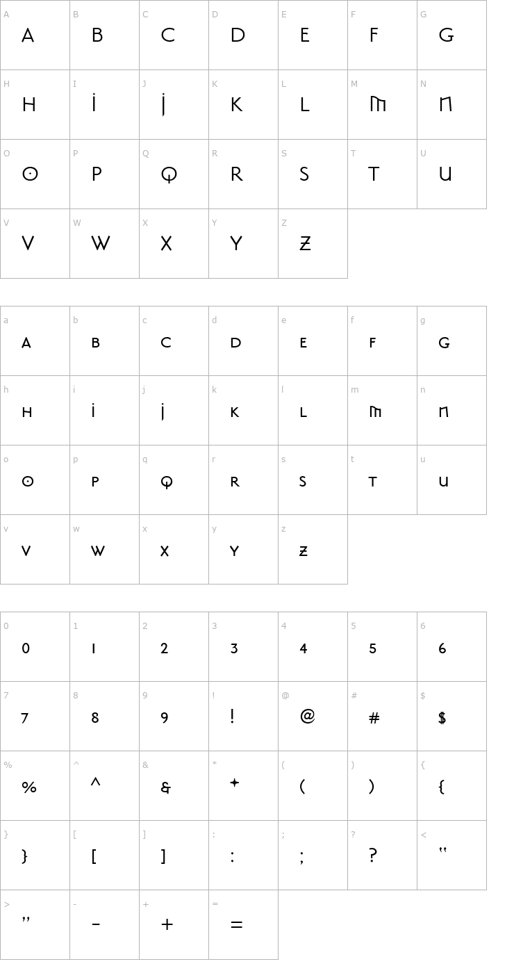 Character Map MasonSansAlternate Regular Font